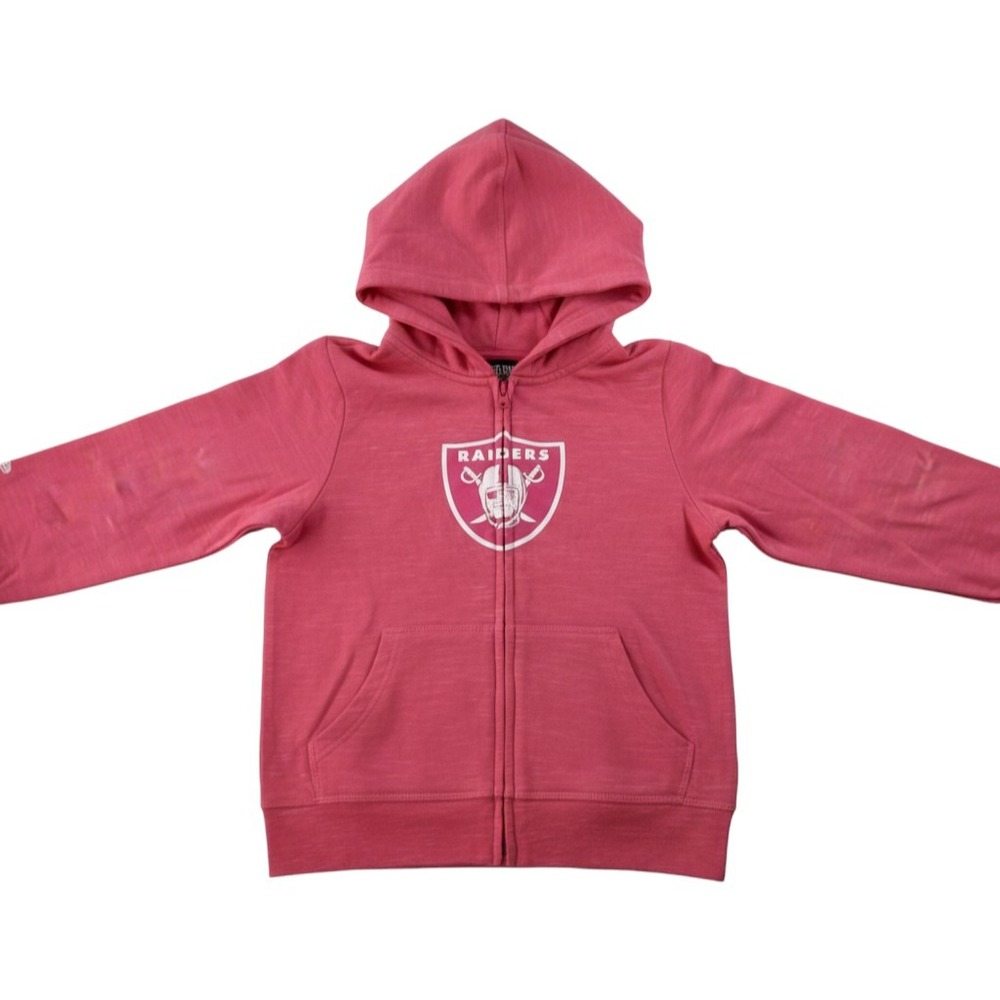 NFL Team Apparel New Era Girls Pink Las Vegas Raiders Full Zip Hoodie Size 7/8